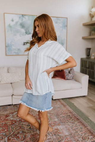 So Far Away Striped Top-Short Sleeves-Ave-Motis & Co Boutique, Women's Fashion Boutique in Carthage, Missouri