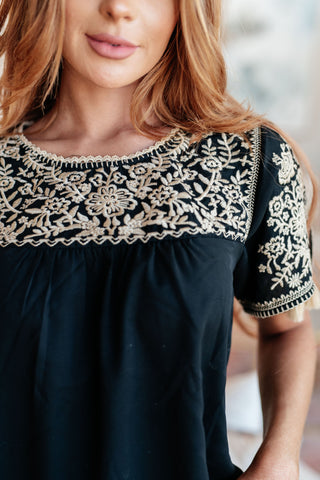 Try Again Embroidered Top-Short Sleeves-Ave-Motis & Co Boutique, Women's Fashion Boutique in Carthage, Missouri