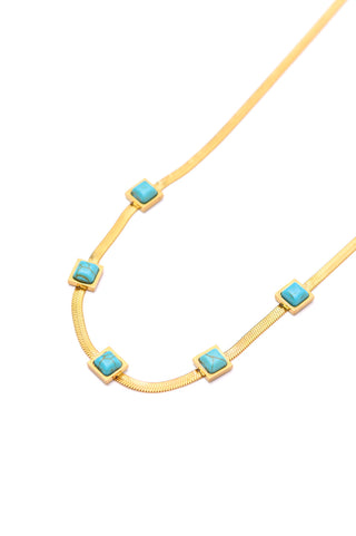 Turquoise Squares Necklace-Necklaces-Ave-Motis & Co Boutique, Women's Fashion Boutique in Carthage, Missouri