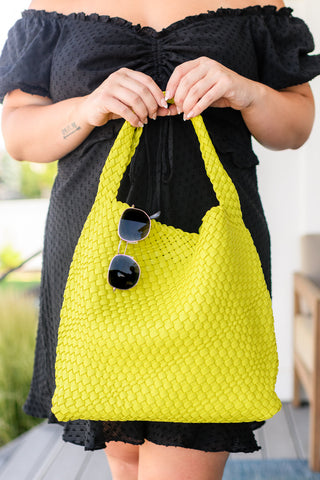 Woven and Worn Tote in Citron-Handbags-Ave-Motis & Co Boutique, Women's Fashion Boutique in Carthage, Missouri