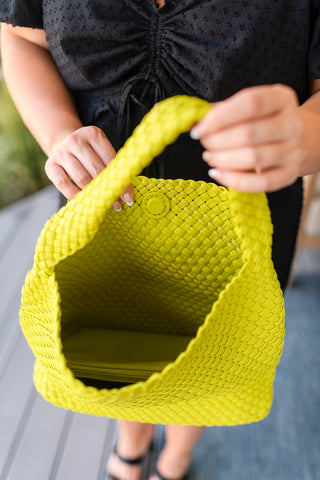 Woven and Worn Tote in Citron-Handbags-Ave-Motis & Co Boutique, Women's Fashion Boutique in Carthage, Missouri