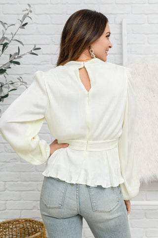 Xanidu Long Sleeve V Neck Blouse in White-Handbags-Ave-Motis & Co Boutique, Women's Fashion Boutique in Carthage, Missouri