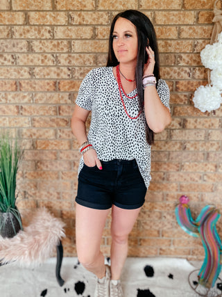 Ellee Animal Print Blouse-Short Sleeves-HEIMISH-Motis & Co Boutique, Women's Fashion Boutique in Carthage, Missouri