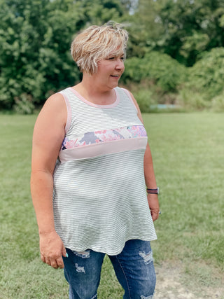 Hailey Pink and Gray Tank Top-Tanks-FB Group-Motis & Co Boutique, Women's Fashion Boutique in Carthage, Missouri