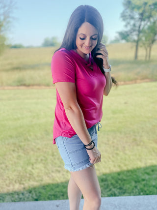 Gemma Pink Short Sleeve Top-Short Sleeves-HEIMISH-Motis & Co Boutique, Women's Fashion Boutique in Carthage, Missouri