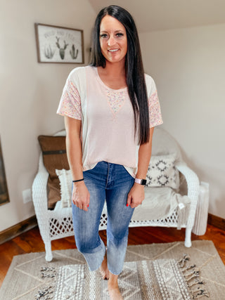 Trish Pink Waffle Knit Top-Short Sleeves-Hopely-Motis & Co Boutique, Women's Fashion Boutique in Carthage, Missouri