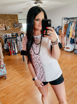 Emry Pink Animal Print Top-Short Sleeves-RC-Motis & Co Boutique, Women's Fashion Boutique in Carthage, Missouri