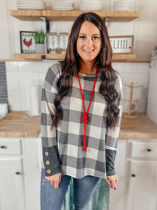 Alicia Plaid Ivory Top-Long Sleeves-HEIMISH-Motis & Co Boutique, Women's Fashion Boutique in Carthage, Missouri