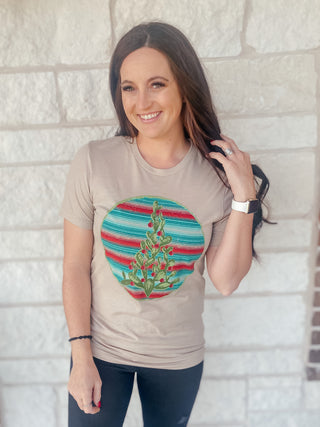 SERAPE CHRISTMAS CACTUS TREE TEE-Graphic Tees-Crazy Train-Motis & Co Boutique, Women's Fashion Boutique in Carthage, Missouri