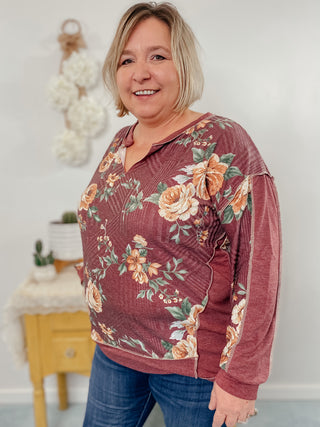 Sharla Floral Pullover Top-Pullovers-BiBi-Motis & Co Boutique, Women's Fashion Boutique in Carthage, Missouri