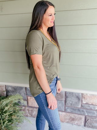 Faye Fave Olive Basic Tee-Short Sleeves-Crazy Train-Motis & Co Boutique, Women's Fashion Boutique in Carthage, Missouri