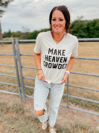 Make Heaven Crowded V Neck Graphic Tee-Graphic Tees-Olive & Otis-Motis & Co Boutique, Women's Fashion Boutique in Carthage, Missouri
