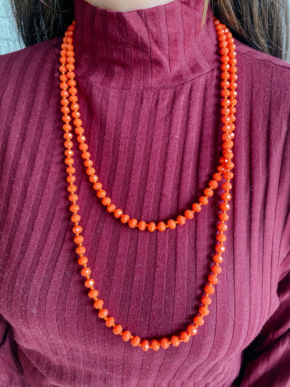 Athens Pumpkin Orange Crystal Bead Necklace