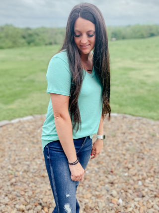 Rhonda Ribbed Mint Top-Short Sleeves-HEIMISH-Motis & Co Boutique, Women's Fashion Boutique in Carthage, Missouri