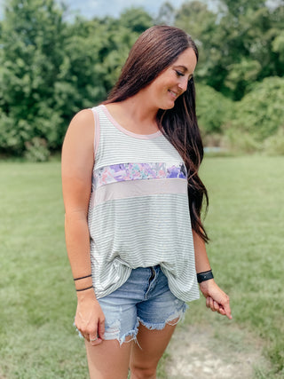 Hailey Pink and Gray Tank Top-Tanks-FB Group-Motis & Co Boutique, Women's Fashion Boutique in Carthage, Missouri