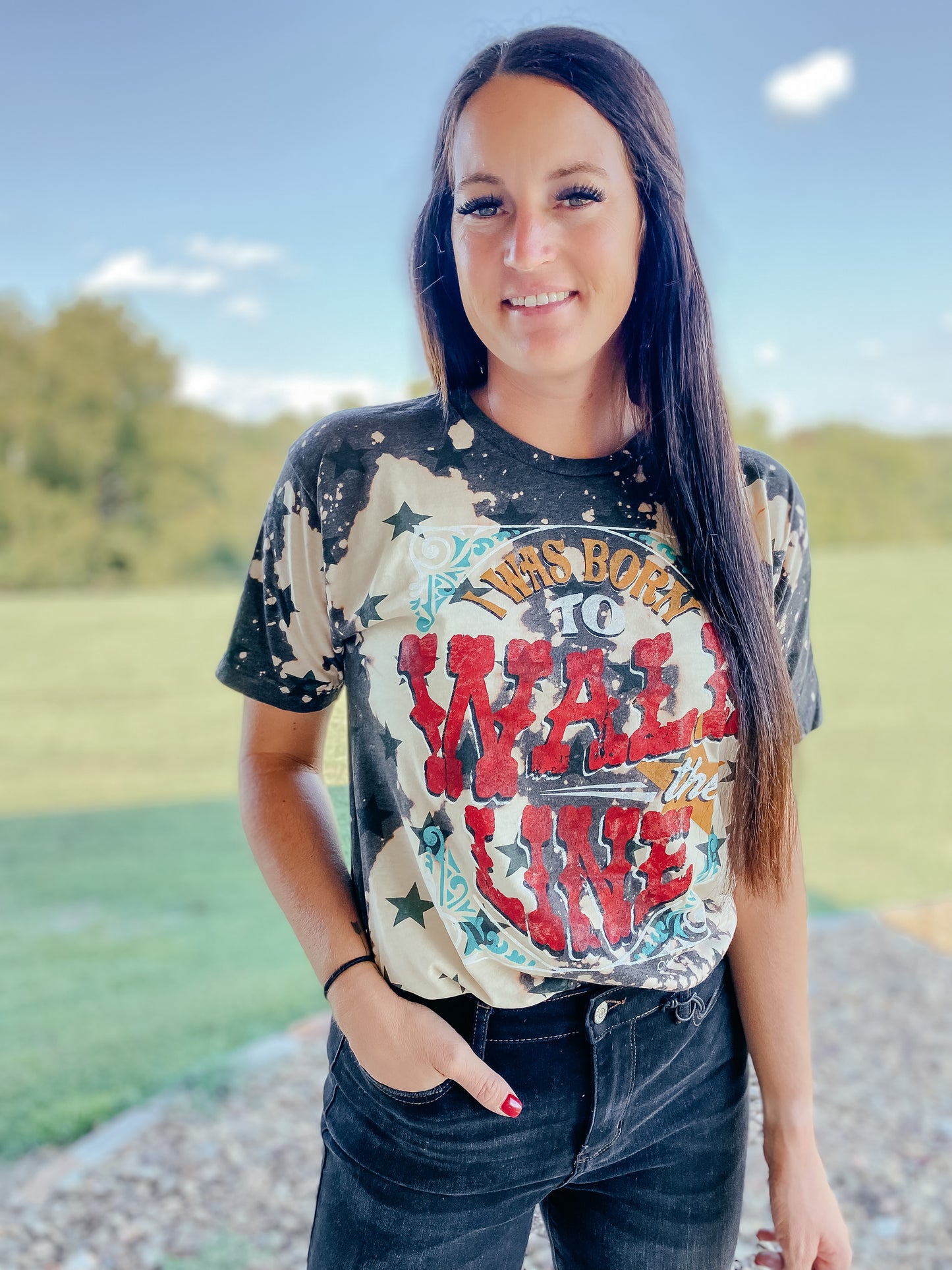 Born To Walk The Line Bleached Graphic Tee