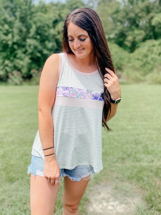 Hailey Pink and Gray Tank Top-Tanks-FB Group-Motis & Co Boutique, Women's Fashion Boutique in Carthage, Missouri