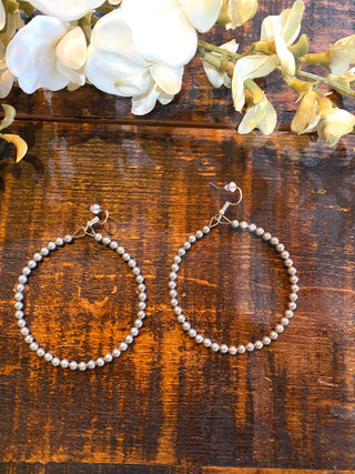 Silver Bead Hoop Earrings-Earrings-RC-Motis & Co Boutique, Women's Fashion Boutique in Carthage, Missouri