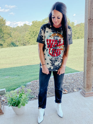 Born To Walk The Line Bleached Graphic Tee-Graphic Tees-One24 Rags-Motis & Co Boutique, Women's Fashion Boutique in Carthage, Missouri