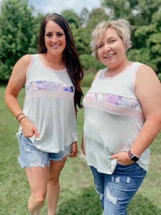 Hailey Pink and Gray Tank Top-Tanks-FB Group-Motis & Co Boutique, Women's Fashion Boutique in Carthage, Missouri