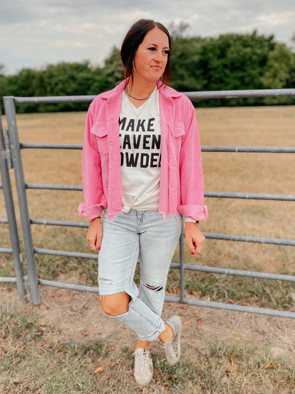 Make Heaven Crowded V Neck Graphic Tee