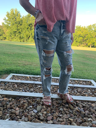 Cody High Rise Distressed Jeans-Jeans-FB Group-Motis & Co Boutique, Women's Fashion Boutique in Carthage, Missouri