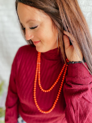 Athens Pumpkin Orange Crystal Bead Necklace-Necklaces-YK TRANDING-Motis & Co Boutique, Women's Fashion Boutique in Carthage, Missouri