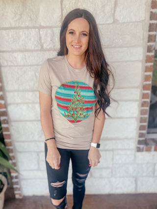 SERAPE CHRISTMAS CACTUS TREE TEE-Graphic Tees-Crazy Train-Motis & Co Boutique, Women's Fashion Boutique in Carthage, Missouri