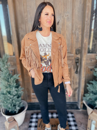 Fringe and Studs Faux Suede Jacket-Coats & Jackets-RC-Motis & Co Boutique, Women's Fashion Boutique in Carthage, Missouri