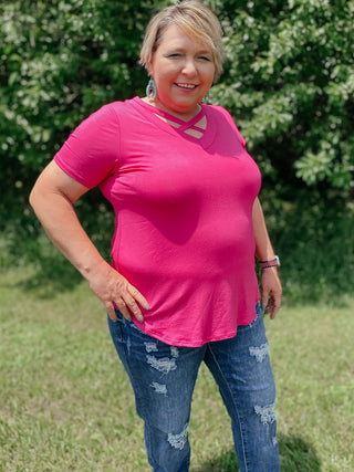 Gemma Pink Short Sleeve Top-Short Sleeves-HEIMISH-Motis & Co Boutique, Women's Fashion Boutique in Carthage, Missouri