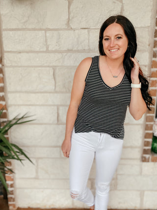 Nila Black Striped Tank-Tanks-TREND NOTES-Motis & Co Boutique, Women's Fashion Boutique in Carthage, Missouri