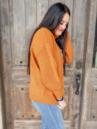 CeCe Cable Knit Pullover Sweater Coffee-Sweaters-Zenana-Motis & Co Boutique, Women's Fashion Boutique in Carthage, Missouri