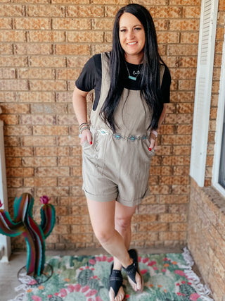 Maddy Tan Linen Short Romper-Shorts-Zenana-Motis & Co Boutique, Women's Fashion Boutique in Carthage, Missouri