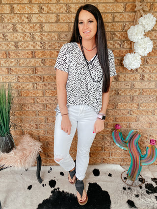 Ellee Animal Print Blouse-Short Sleeves-HEIMISH-Motis & Co Boutique, Women's Fashion Boutique in Carthage, Missouri