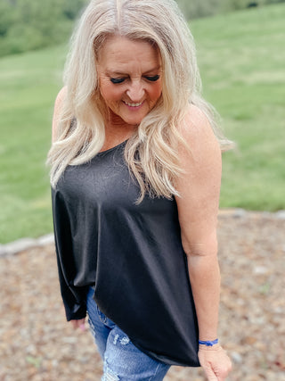 Darcy Faux Leather Tank Top-Tanks-Crazy Train-Motis & Co Boutique, Women's Fashion Boutique in Carthage, Missouri